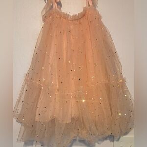 Wild + Rae toddler girl light peach stars and moon tulle dress